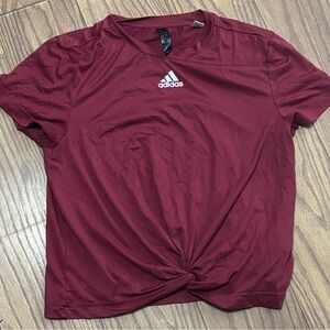 adidas Maroon Twist Knot Tee